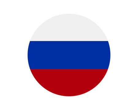 russia national flag in circular shape with white blue red horizontal tricolor isolated on clean background