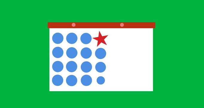Digital animation of red star icon over 4th of july date on calendar against black background
