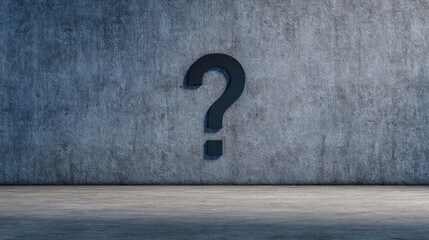 National Trivia Day Large black question mark symbol mounted on a textured gray concrete wall surface Brain Teaser Day