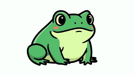 Obraz premium Cartoon Green Frog Illustration on White.
