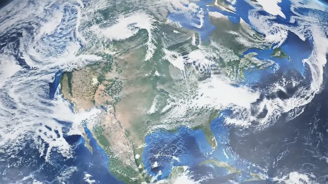 Dynamic view of earth from space showing rotational movement and continents