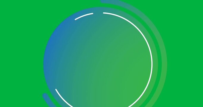 Digital animation of green gradient round banner rotating with copy space on black background