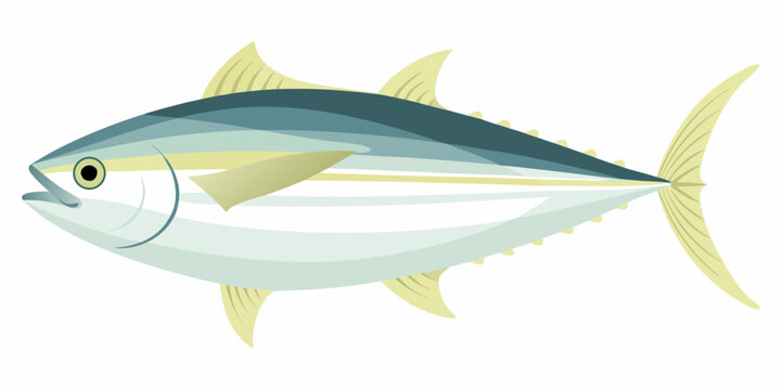 Stylized illustration of a bluefin tuna swimming in a simple graphic style