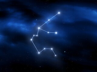 Aquarius zodiac constellation. Stars in the beautiful night sky. Astrological image of horoscope symbol.
