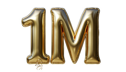 1m, 3d number balloons, 1M, 1 million, Followers, followers, subscribers, likes, shiny metallic finish, vibrant colors