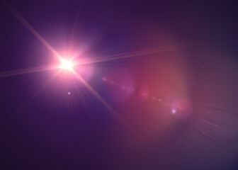 Obraz premium Pink and Purple Lens Flare with Starburst Light and Cinematic Glow on Dark Background