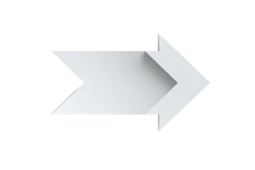 White paper arrow, pointing to the right, with subtle paper folds
