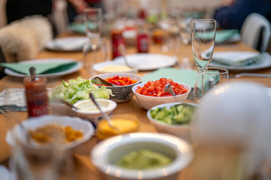 Preparing a traditional Taco dinner at home 