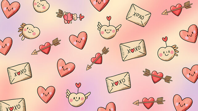 Whimsical valentine's day pattern