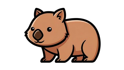 Fototapeta premium Cute Cartoon Quokka Standing on White Background.