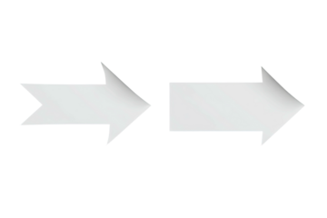 Two white right-pointing arrows with different head shapes