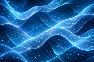 Digital Wave: A mesmerizing display of interconnected data flows, where ethereal blue lines weave intricate patterns across a dark canvas.