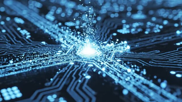 Closeup of illuminated circuit board
