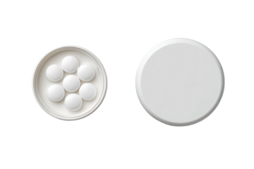 White pills inside lid and separate lid