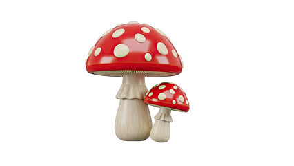 Two Cartoon Amanita Muscaria Mushrooms