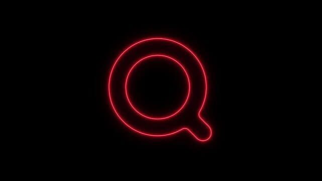 Neon Red Glowing Letter Q Alphabet Signage Typography Black Background