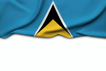 Saint Lucia flag draped with white copy space below, perfect for national holidays and patriotic events, showing unity and pride in culture