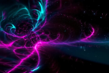 Swirling Neon Pink and Teal Energy Vortex in Deep Space abstract spiral
