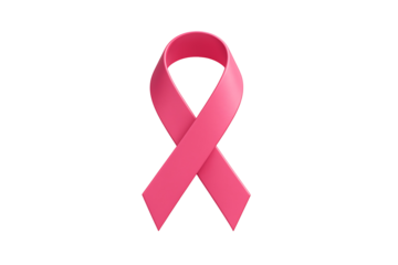 Pink awareness ribbon symbol representing breast cancer support and women health care campaigns for october survivor solidarity isolated on transparent background