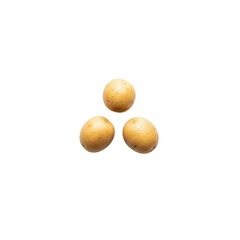 Fototapeta premium Three Small Golden Potatoes Product Shot isolated PNG with Transparent Background