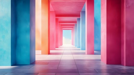 red corridor with columnsRed Royal Corridor with Classical Columns, Luxury Palace Hallway Interior, Historic European Architecture Background, Elegant Symmetrical Red Hallway for Royal Heritage, Museu