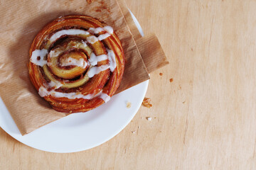 Cinnamon roll with sugar glaze