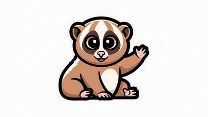 Naklejka premium Adorable Cartoon Panda Waving Hand Illustration.