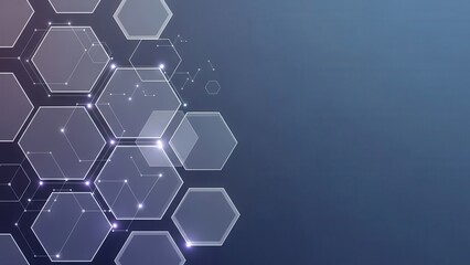 Modern technology background with glowing hexagons and connections