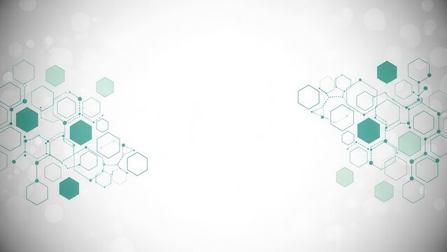 Modern teal hexagonal network connections on white background - Powered by Adobe