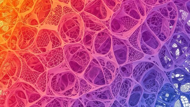 Vibrant gradient network with intricate web-like structures - Powered by Adobe