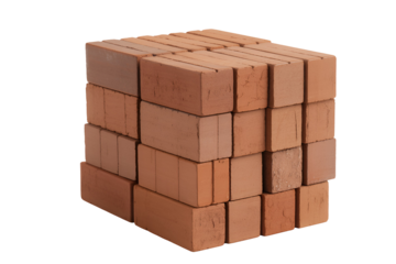 Stack of red clay bricks