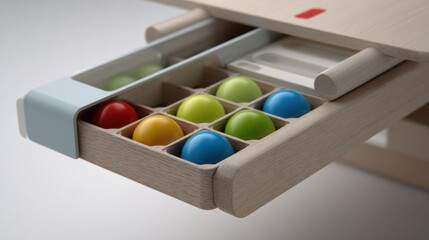 Medium shot of a sleek customizable pet shelf showcasing unique storage options and playful pet accessories