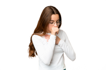 Teenager girl over isolated chroma key background coughing a lot