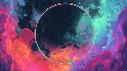 Dark neon watercolor edm rave flyer background with glowing splashes and high energy mood