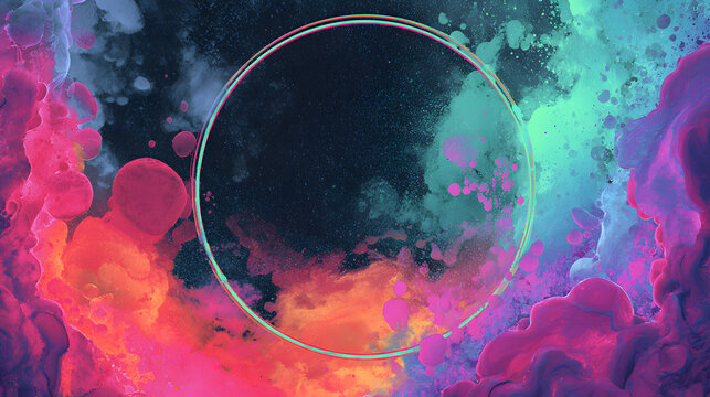 Dark neon watercolor edm rave flyer background with glowing splashes and high energy mood