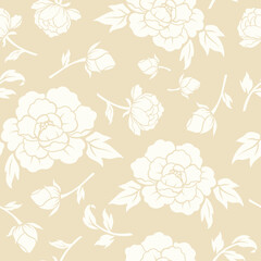 Elegant peony flowers seamless pattern, Vintage japanese and chinese floral pattern.