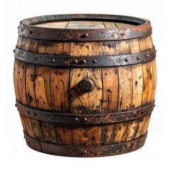Obraz premium Rustic, wooden barrel with metal bands and studs, aged look