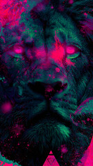 Dark neon watercolor edm rave flyer background with glowing splashes and high energy mood