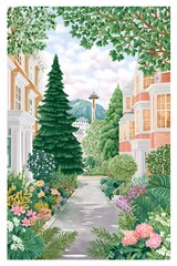 A dreamy gouache-style travel illustration, generation AI 