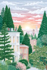 A dreamy gouache-style travel illustration, generation AI 