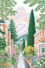 A dreamy gouache-style travel illustration, generation AI 