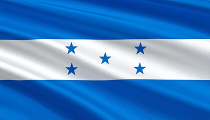 Waving Honduran flag under cloudy sky