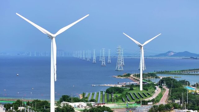 경기도 안산시 시화호와 시화방아머리 발전소