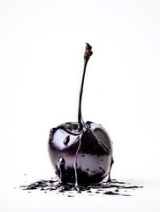 Cherry Covered in Black Paint Splash
