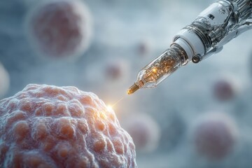 Nanoroboter verabreicht gezielt Medizin an Krebszelle &ndash; medizinisches Zukunftskonzept