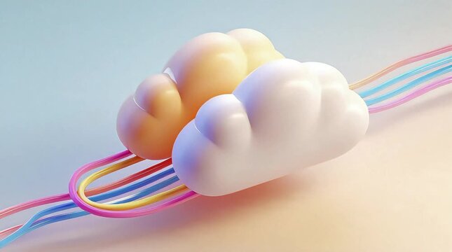 Abstract Cloud Infrastructure Animation with Flowing Data Lines for SaaS and AI