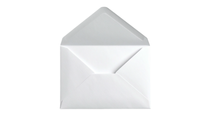 A perfectly centered, opened white envelope against a stark black background