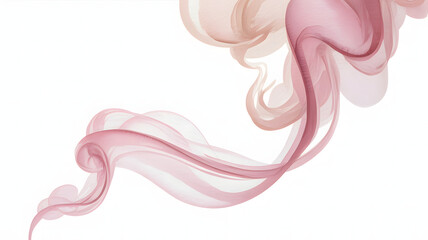 Soft pink watercolor wisps flowing on white background