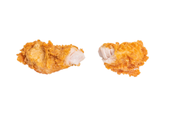 Crispy fried chicken strips from breast fillet isolated on white background