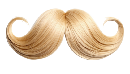 A photorealistic rendering of a blonde mustache, rendered on a transparent background